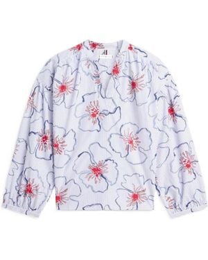 Tommy Hilfiger Floral-Print Striped Blouse - White