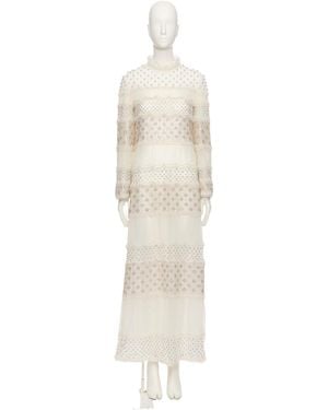 Valentino Ruffled Embellished Dress - White