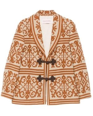 Valentino All-Over Patterned Long-Sleeved Jacket - Brown