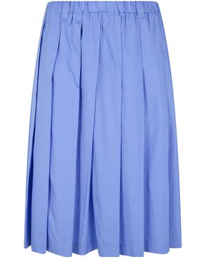 Aspesi Pleated Poplin Skirt - Blue