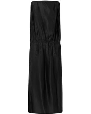KHAITE Tia Satin-Twill Midi Dress - Black