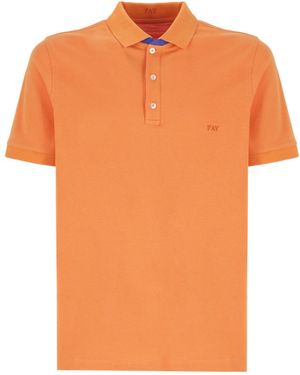 Fay Logo Embroidered Short-Sleeved Polo Shirt - Orange
