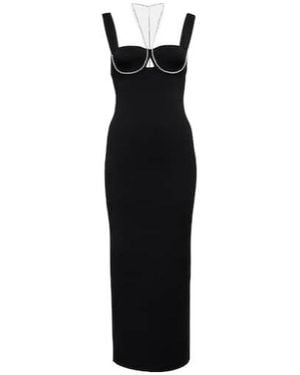 Galvan London Celeste Embellished Knit Midi Dress - Black