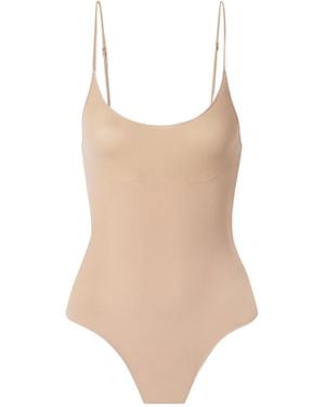 Skims Sheer Seamless Thong Bodysuit - Natural