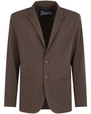 Herno Single-Breasted Seersucker Blazer - Brown