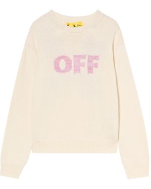 Off-White c/o Virgil Abloh Terry Embroidery Arrow Logo Sweater - Natural