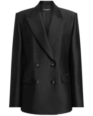 ジャケット Dolce & Gabbana SWEET SINGLE-BREASTED JACKET Single-breasted wool and silk jacket with patch in Blue for
