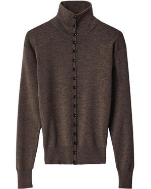Lemaire High-Neck Cardigan - Brown