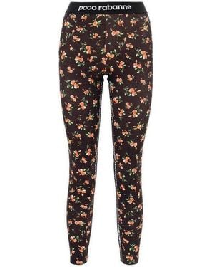 Rabanne Floral Printed Leggings - Black