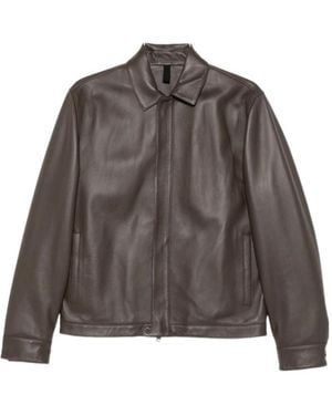 Tagliatore Long-Sleeved Leather Jacket - Brown