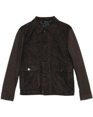 Brioni Collared Leather Jacket - Black