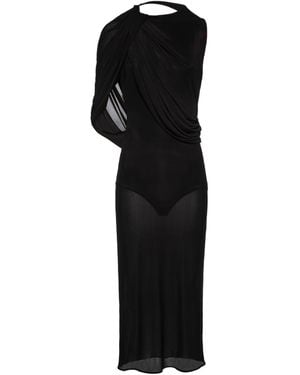 Magda Butrym Asymmetrical Draped Midi Dress - Black