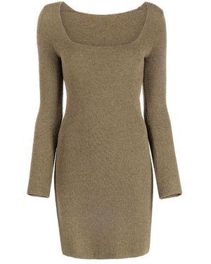 Nanushka Leah Square-Neck Slim-Cut Knitted Dress - Green