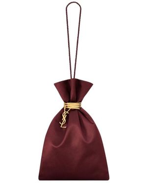 Saint Laurent Evening Logo Plaque Pouch - Red