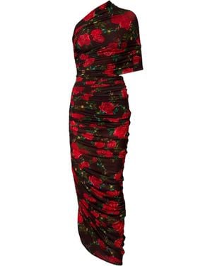 Magda Butrym Floral Ruched Midi Dress - Red