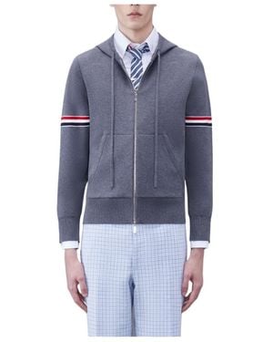 Thom Browne Striped Zip-Up Hoodie - Blue