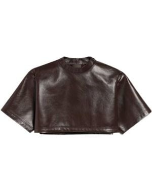 Balenciaga Cropped Leather Top - Brown