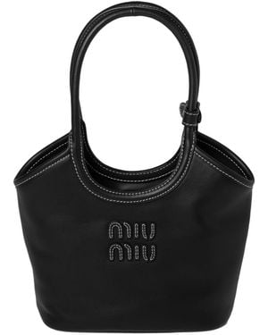 Miu Miu Ivy Leather Handbag - Black