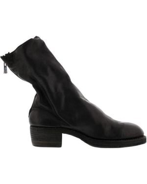 Guidi Zip-Up Heeled Leather Boots - Black