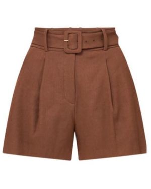 Veronica Beard Piper Stretch-Linen Short - Brown