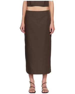 St. Agni Paper Taffeta Column Midi Skirt - Brown