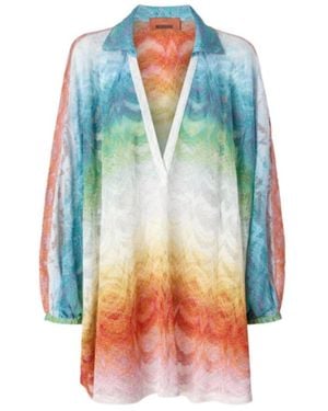 Missoni V-Neck Long Sleeve Dress - Blue