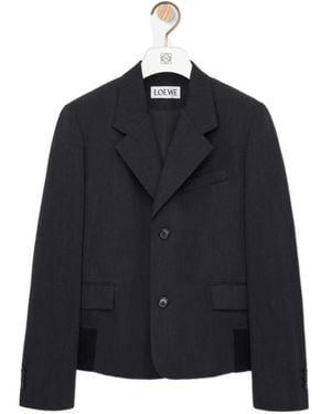 Loewe Single-Breasted Gabardine Jacket - Blue