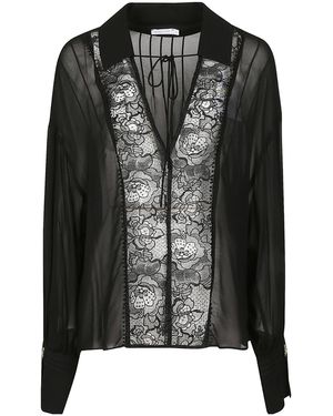 Patrizia Pepe Sheer Lace Panel Shirt - Black