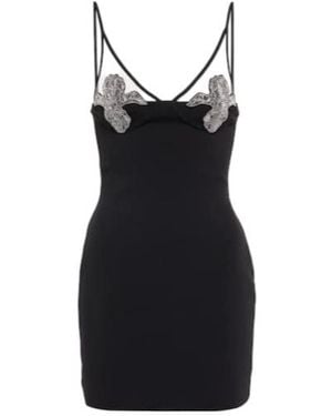 David Koma Mesh-Panel Embellished Minidress - Black