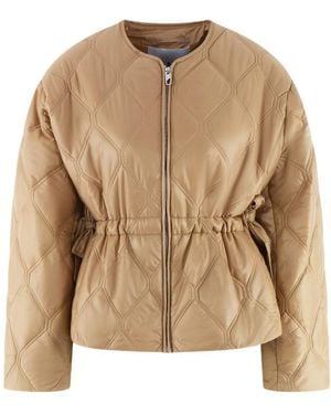 Ganni Shiny Quilt Jacket - Natural