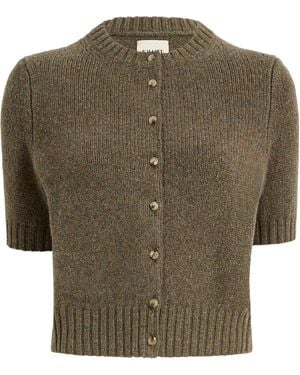 KHAITE Cropped Shortsleeve Knit Cardigan - Green