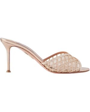 Aquazzura Crystal-Embellished Mesh Sandals - Pink