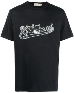 Maison Kitsuné Logo Print T-Shirt - Black