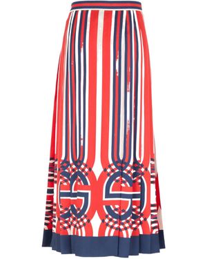 Gucci Elegant Pleated Midi Skirt - Red
