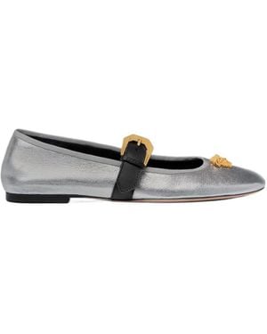 Versace La Medusa Metallic Ballerinas - Gray