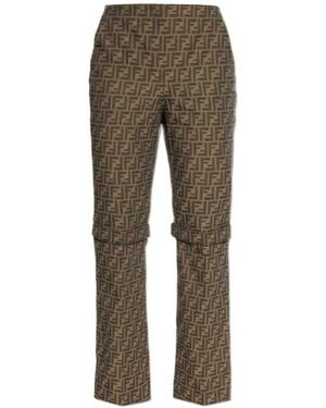 Fendi Ff Motif Straight-Leg Pants - Gray