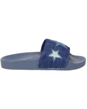 Stella McCartney Embroidered Denim Slides - Blue