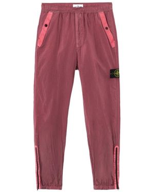 Stone Island Logo Patch Track Trousers - Red
