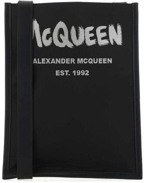McQueen Logo Printed Crossbody Bag - Black