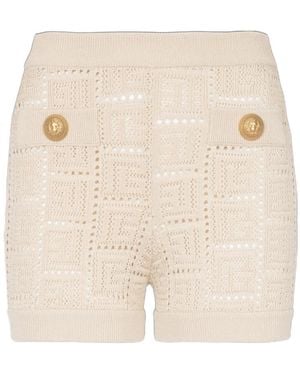 Balmain Monogram Knitted Shorts - Natural