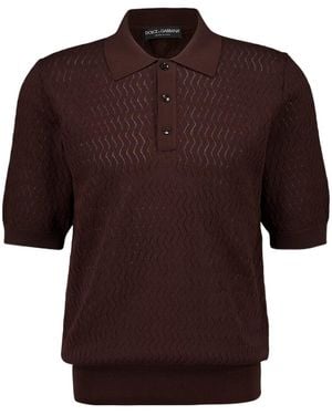 Dolce & Gabbana Micro-Pattern Polo Shirt - Brown