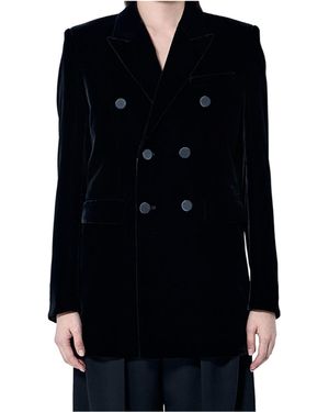 Saint Laurent Double-Breasted Velvet Jacket - Black