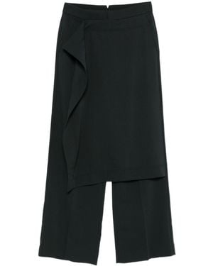 Ami Paris Ruffled-Overlay Straight Trousers - Black