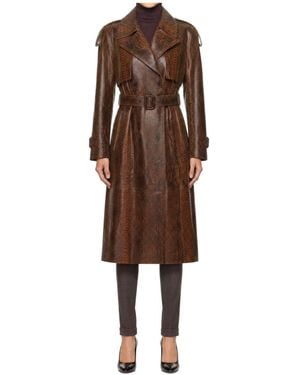 Mackage Long Snake Print Trench Coat - Brown