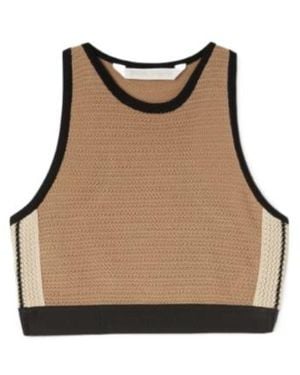Palm Angels Side Stripe Detailed Knitted Tank Top - Brown