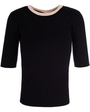 Elisabetta Franchi Top, Three-Quarter Sleeve, -Cream Viscose Tops - Black
