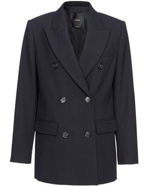 Pinko Double-Breasted Tailored Twill Blazer - Blue