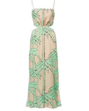 Johanna Ortiz Beach Harmony Linen Maxi Dress - Green