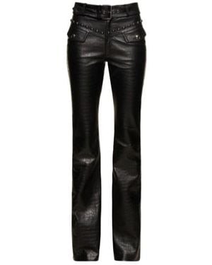 Alessandra Rich Belted Leather Casual Trousers - Black
