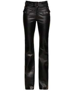 Alessandra Rich Belted Leather Casual Trousers - Black